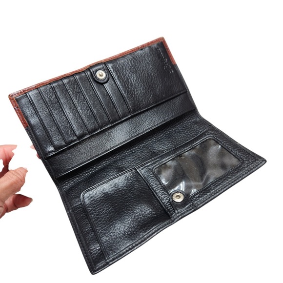 Vintage Brighton Wallet/Clutch Bi-fold, Brown and Black with Heart Clasp - Picture 6 of 9